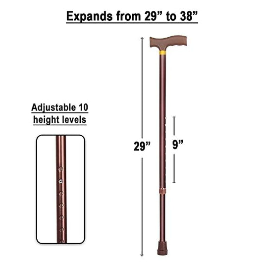 Healthcare Premium Brown Walking Stick Old Man Stick Adjustable & Non-Skid Base Singl Leg Walking Stick Cane