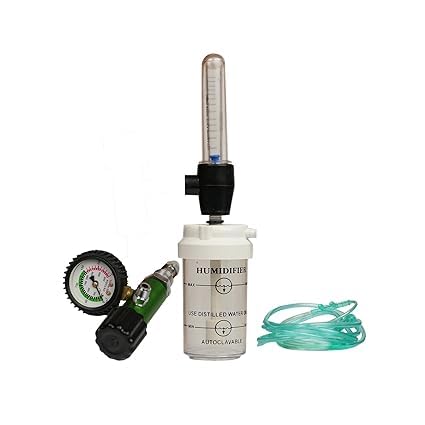 Healthcare Oxygen Kit: Precision & Comfort for Optimal Therapy - Nasal Cannula, Humidifier, Flowmeter - Durable Build, Easy Setup, Safety, White