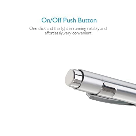 Healthcare Medical Silver Pen Light Torch for Nursing Students, Doctors - LED White Yellow Light (Black and Silver)