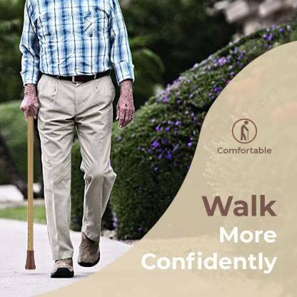 Healthcare Wooden Brown Walking Stick Adjustable and Anti- Skid Surface for Men and Women Old Age Brown Coated Walking Hand Stick