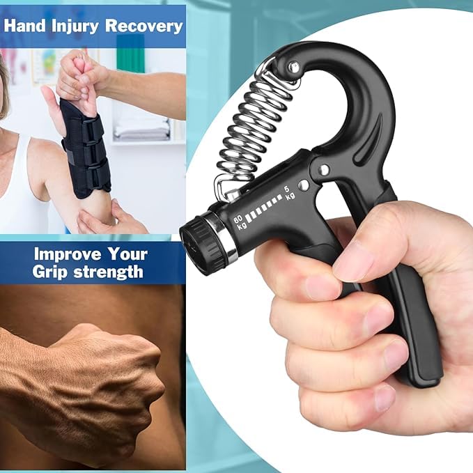 Healthcare Pack of 4 Fitness Combo: Hand Gripper Grip, Finger Exerciser, Gel Ball, and Physiotherapy Equipments Accessory Kit Transform Your Fitness Routine