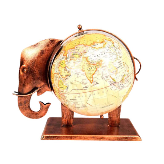 Elephant With Globe Showpiece Figurines - Antique Showpiece - for Home, Vastu, Good Luck, Table & Office Decor & Gift - 11 Inch