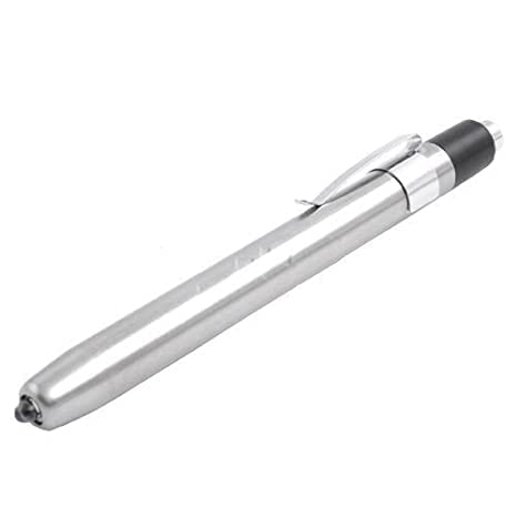 Healthcare Medical Silver Pen Light Torch for Nursing Students, Doctors - LED White Yellow Light (Black and Silver)