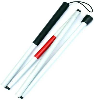 Healthcare Mobility Folding Cane with Wrist Strip & Red Reflective Tape Folding Walking Stick for Vision Impaired & Blind People Walking Stick