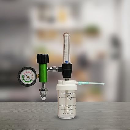 Healthcare Oxygen Kit: Precision & Comfort for Optimal Therapy - Nasal Cannula, Humidifier, Flowmeter - Durable Build, Easy Setup, Safety, White