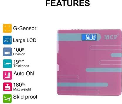 Digital G Sensor Weighing Scale Technology with LCD Display Weighing Scale Upto 180kg BMI weighing Scale