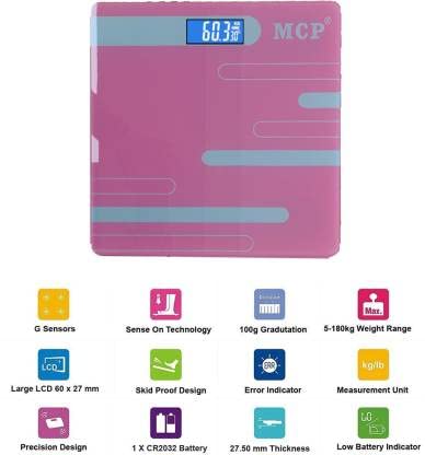 Digital G Sensor Weighing Scale Technology with LCD Display Weighing Scale Upto 180kg BMI weighing Scale