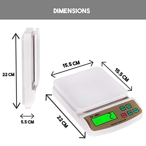 Healthcare Electronic Kitchen Digital Weighing Scale with Tare Function (10 Kg-SF 400A) Maximum Weight Capacity 10 Kg, Color White