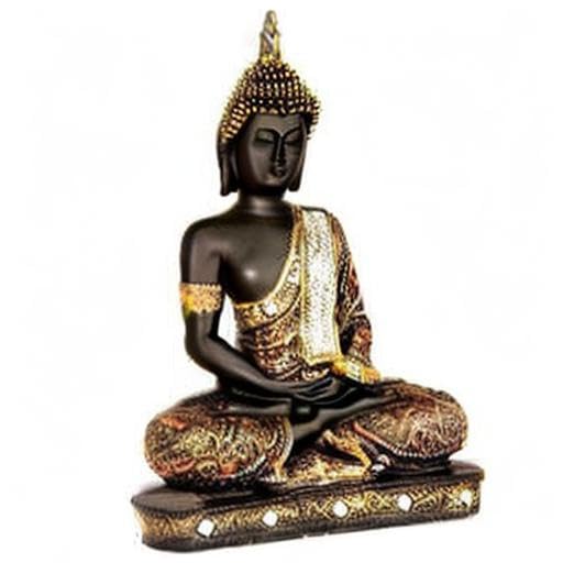 New 25 Centimetre Meditating Sitting Buddha Statue showpiece Idol Home Decor Items for Living Room and Gifts (1, Orange Black)