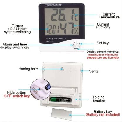 Healthcare Room Thermometer Digital With Clock Features Thermometer Thermometer Indoor & Outdoor Thermometer LCD Electronic Temperature Humidity Meter Hygrometer Weather Sensor Thermometer