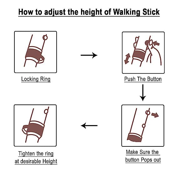 Healthcare Premium Brown Walking Stick Old Man Stick Adjustable & Non-Skid Base Singl Leg Walking Stick Cane
