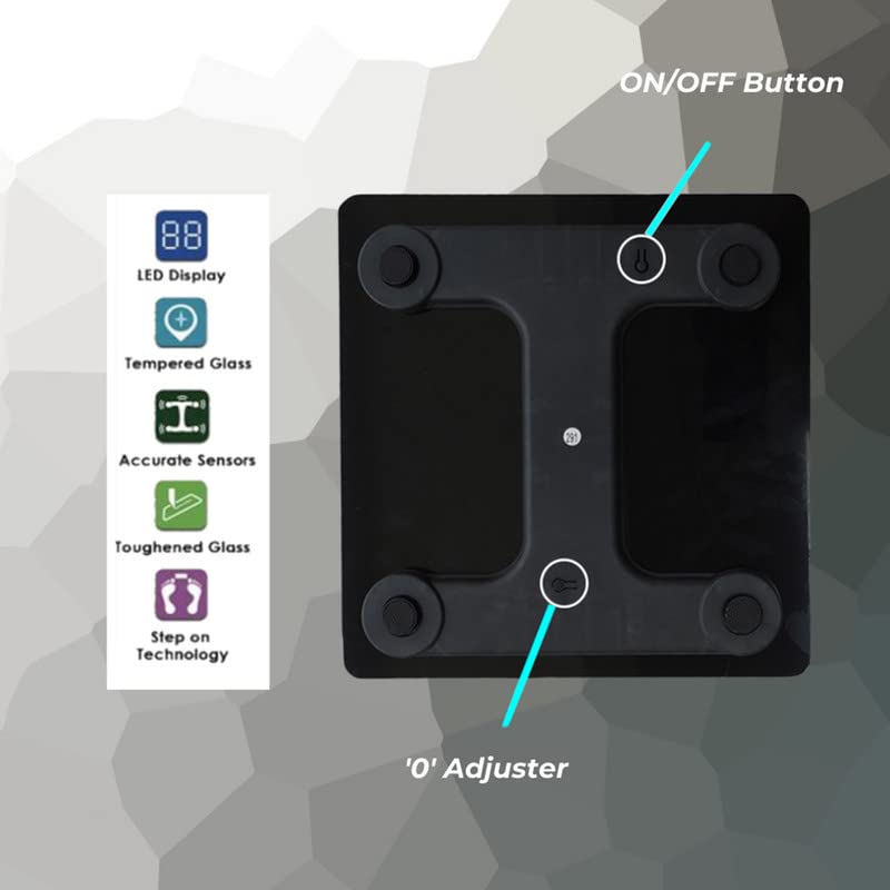 Healthcare Electronic Personal Human Body Fat Health “G” Sensor, Digital Automatic Zero Resetting, Rechargeable Weighing Scale, Measure Units in Both KG/LB. (Black)