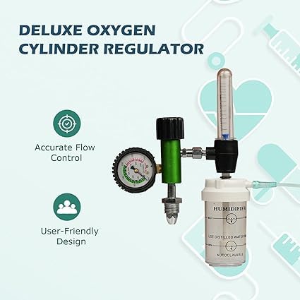 Healthcare Oxygen Kit: Precision & Comfort for Optimal Therapy - Nasal Cannula, Humidifier, Flowmeter - Durable Build, Easy Setup, Safety, White
