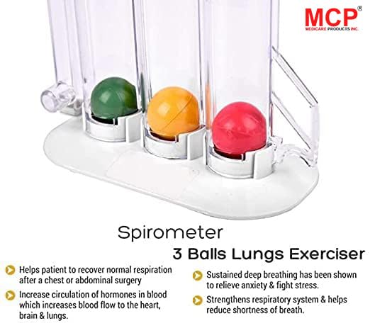 Healthcare Respirometer 3 Ball Deep Breathing Lung Exerciser Respiratory Exerciser Spirometer For All Breathing Exercise