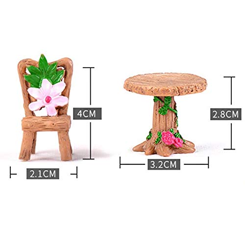 Skylofts Table Chair Set with Small Forest Display Showpiece Home Decor Garden Decor Miniatures Landscape Decorations