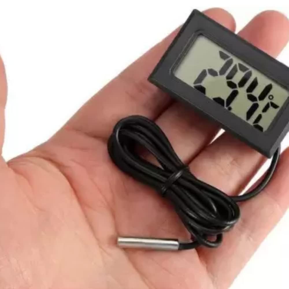 Healthcare Fridge Aquarium Digital Thermometer with 1 Meter Sensor Cable for Fride and Aquirium (Black)