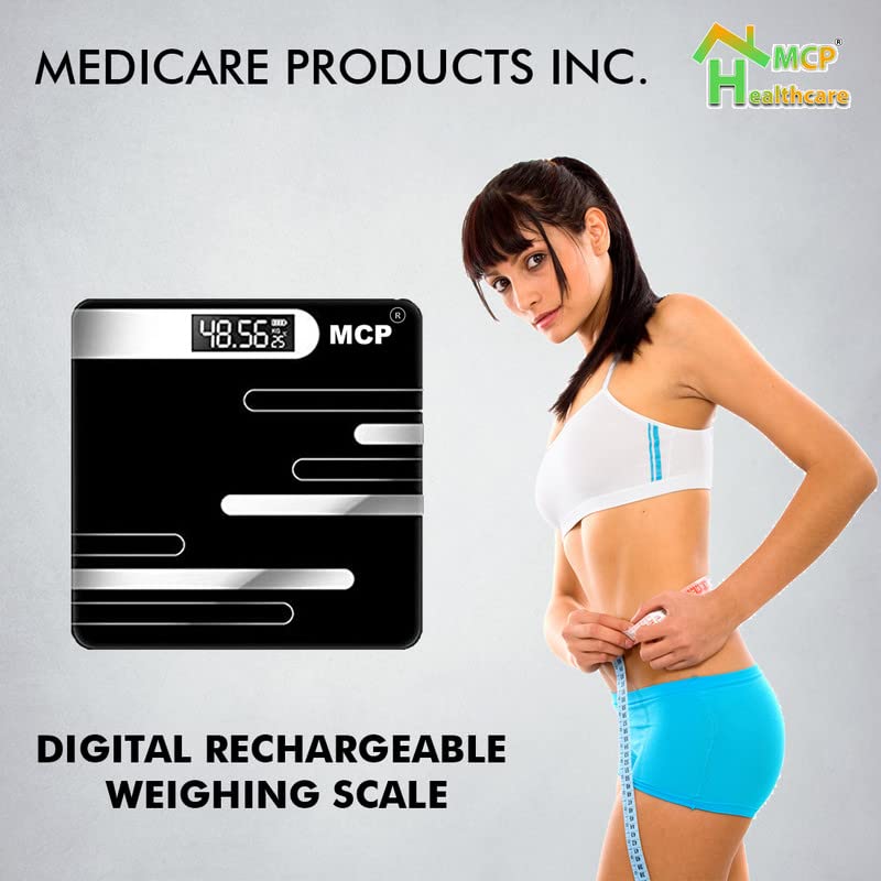 Healthcare Electronic Personal Human Body Fat Health “G” Sensor, Digital Automatic Zero Resetting, Rechargeable Weighing Scale, Measure Units in Both KG/LB. (Black)