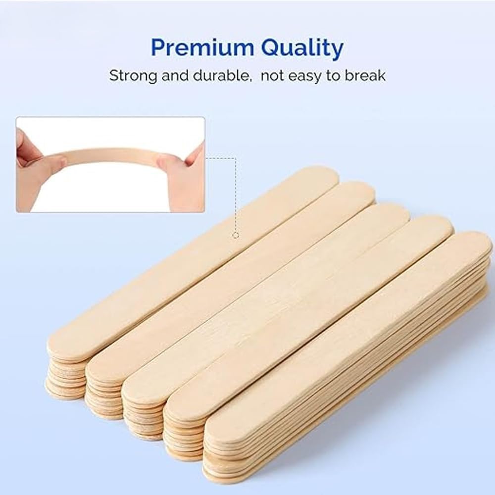 Healthcare Sterile Disposable Wood Tongue Depressors | 100-Count Hygienic Pack | Ideal for Dental Clinics, Skin Care Waxing, Hair Removal, & Toiletry Kits | Versatile, High-Quality Wooden Spatulas