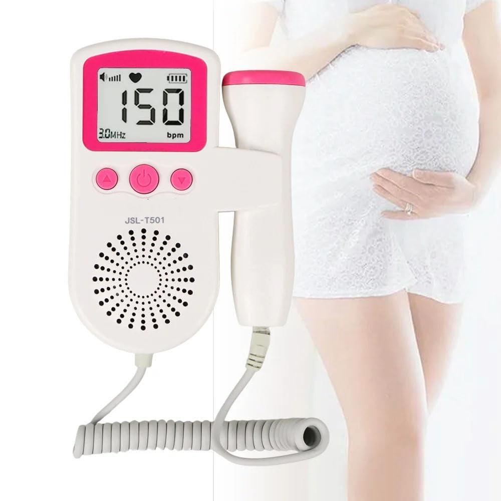 Healthcare Fetal Doppler - Your Portable Companion for Pregnancy: 50-230M Measuring Hz, LCD Display, Pocket Size (Pink)