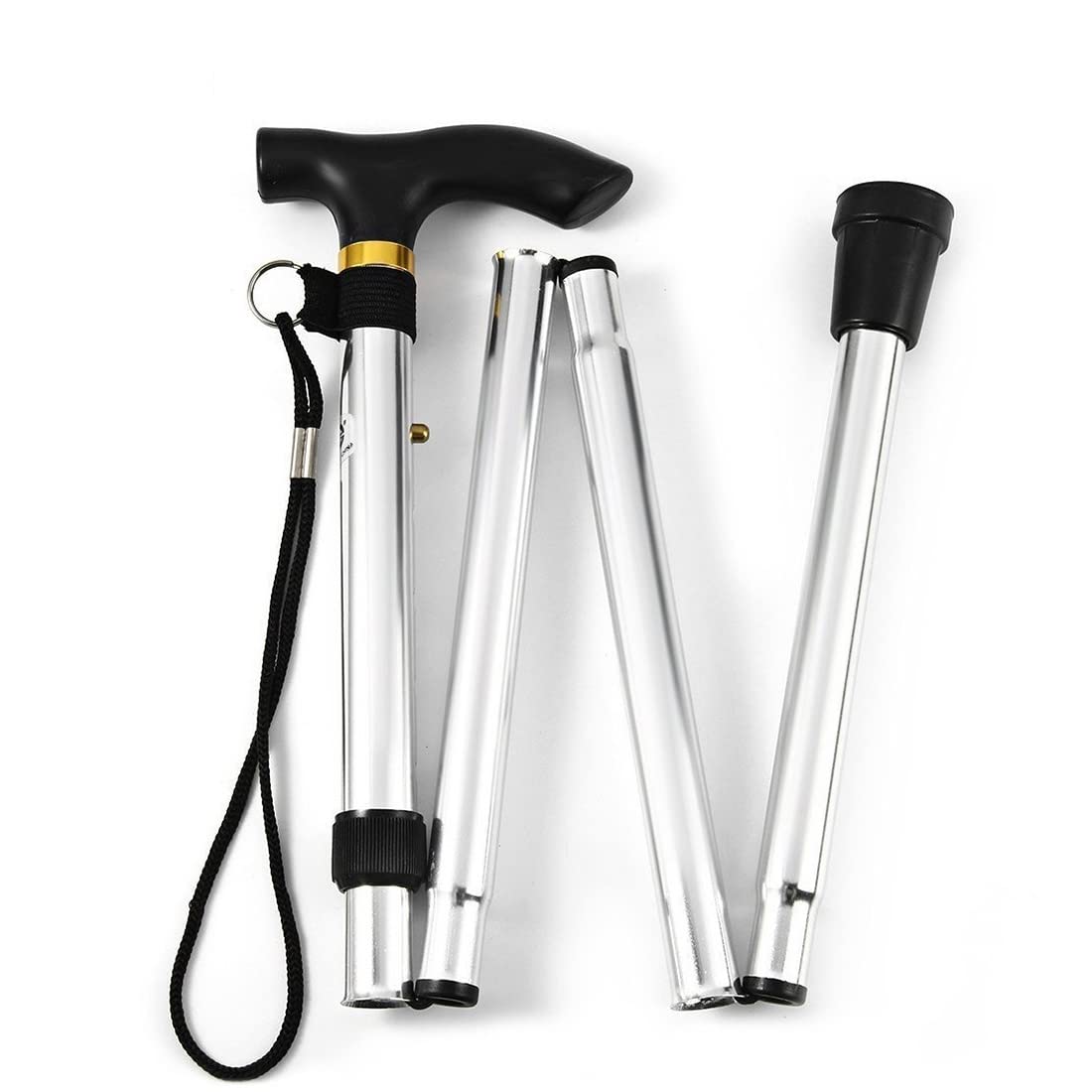 Healthcare Adjustable and Extend Length, Walking Hand Stick Divided in 4 Section Fold able, Maintain Good Posture Stability, Old Man Walking Stick, Foldable Walker for Old Men and Women