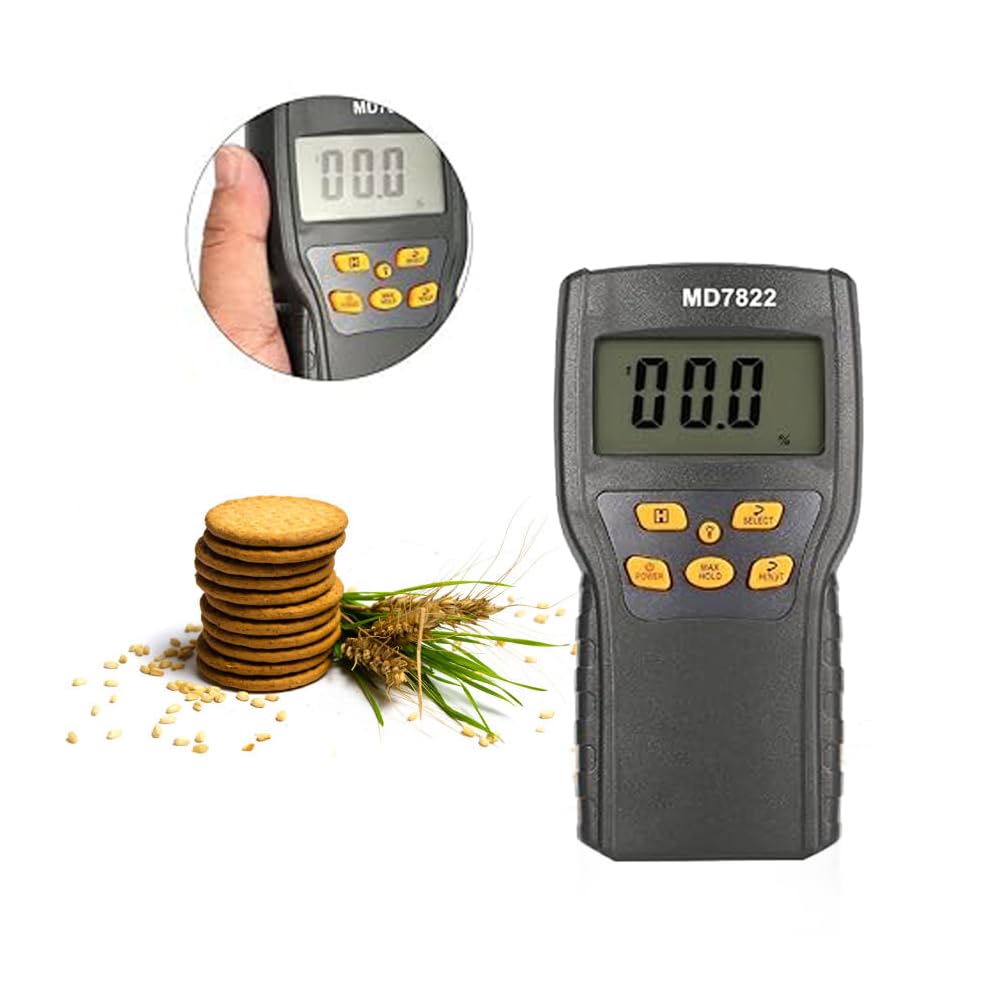 Healthcare MD7822 Digital Grain Moisture Meter - Accurate Measurement for Wheat, Corn, and Rice with Temperature Monitoring (Black)