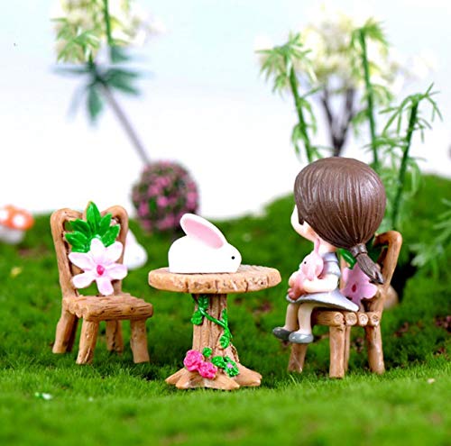 Skylofts Table Chair Set with Small Forest Display Showpiece Home Decor Garden Decor Miniatures Landscape Decorations