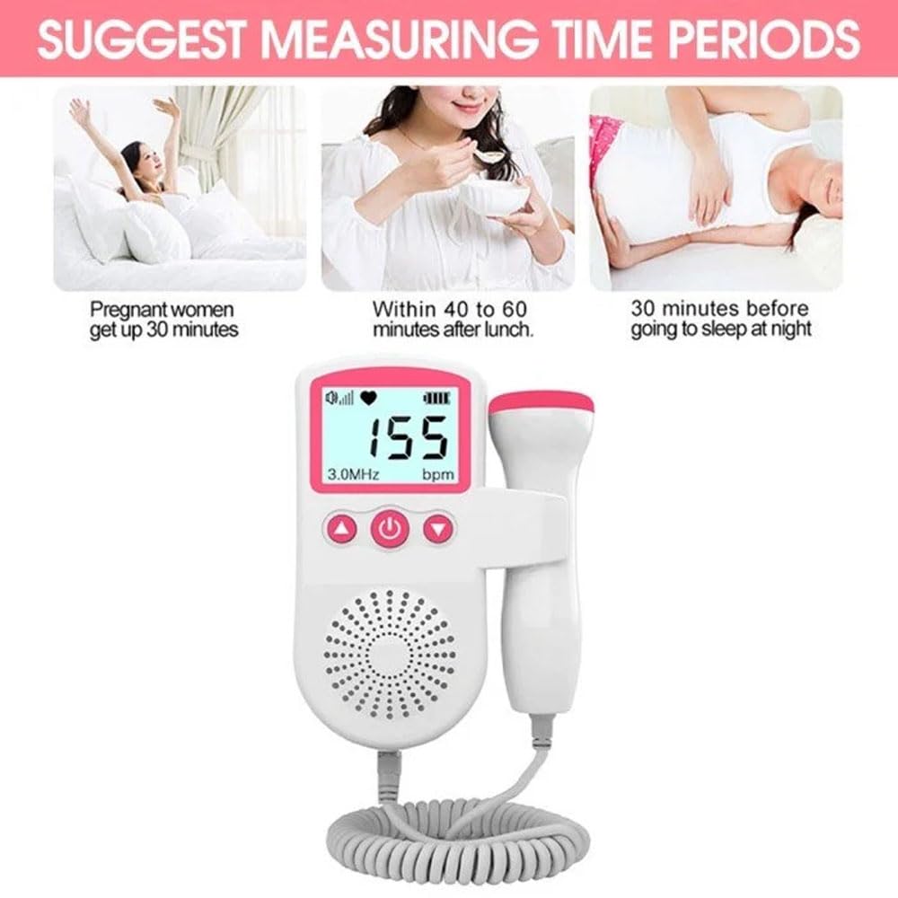 Healthcare Fetal Doppler - Your Portable Companion for Pregnancy: 50-230M Measuring Hz, LCD Display, Pocket Size (Pink)
