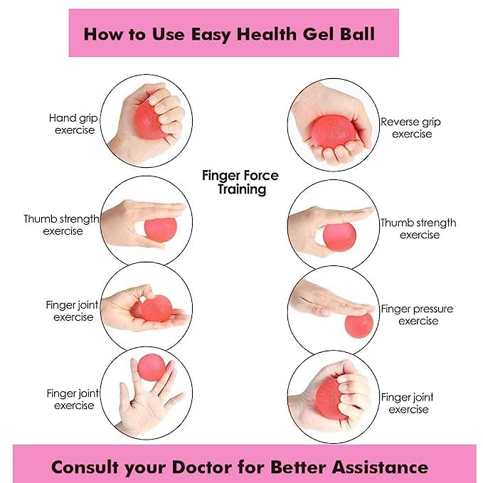 Healthcare Exerciser Stress Ball/Gel Ball for Exercsier Stress Relief Gel Ball for Wrist Musles Wrist Support Exerciser Ball (Red)