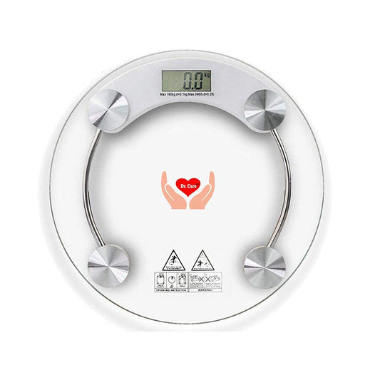 Dr Care Electronic Thick 8MM Tempered Glass & LCD Display DigitalRound and Transparent Personal Bathroom Health Body Weight Scales For Body Weight, Weight Scale Digital For Human Body 180kg