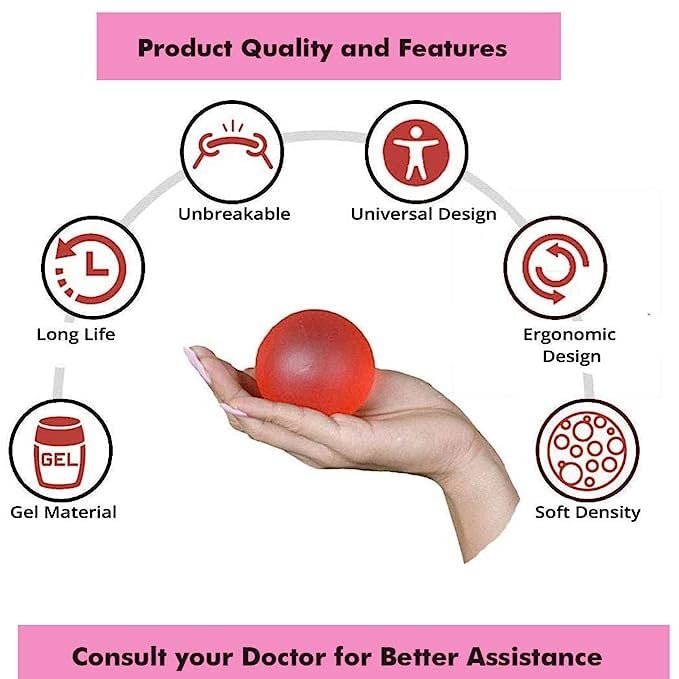 Healthcare Exerciser Stress Ball/Gel Ball for Exercsier Stress Relief Gel Ball for Wrist Musles Wrist Support Exerciser Ball (Red)