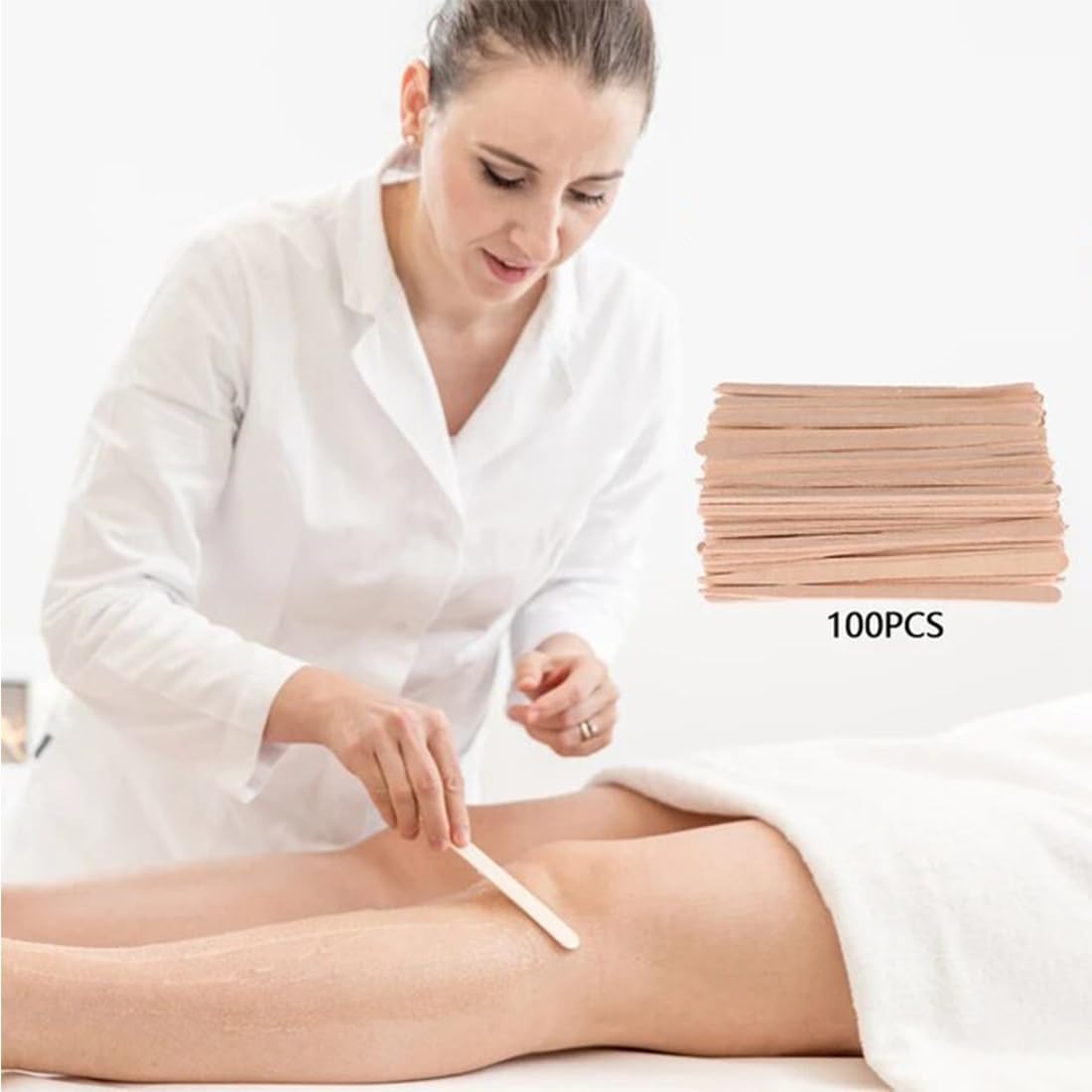 Healthcare Sterile Disposable Wood Tongue Depressors | 100-Count Hygienic Pack | Ideal for Dental Clinics, Skin Care Waxing, Hair Removal, & Toiletry Kits | Versatile, High-Quality Wooden Spatulas