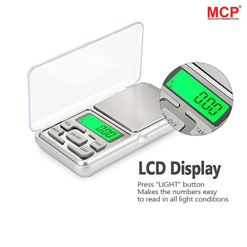 Mini Pocket Weighing Scale - Precision Digital LED Scale with Auto Calibration and Tare Function, 0.01g to 200g Capacity (Silver)