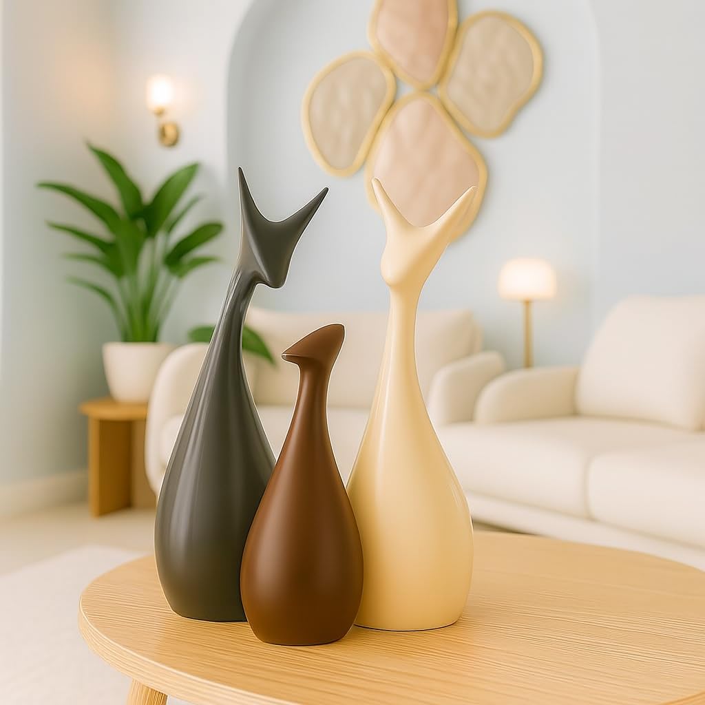 Beautiful Finish Uniquely Hand Crafted Home Dcor African Tribal Women Art Piece - (Set of 3, Multicolour), Resin