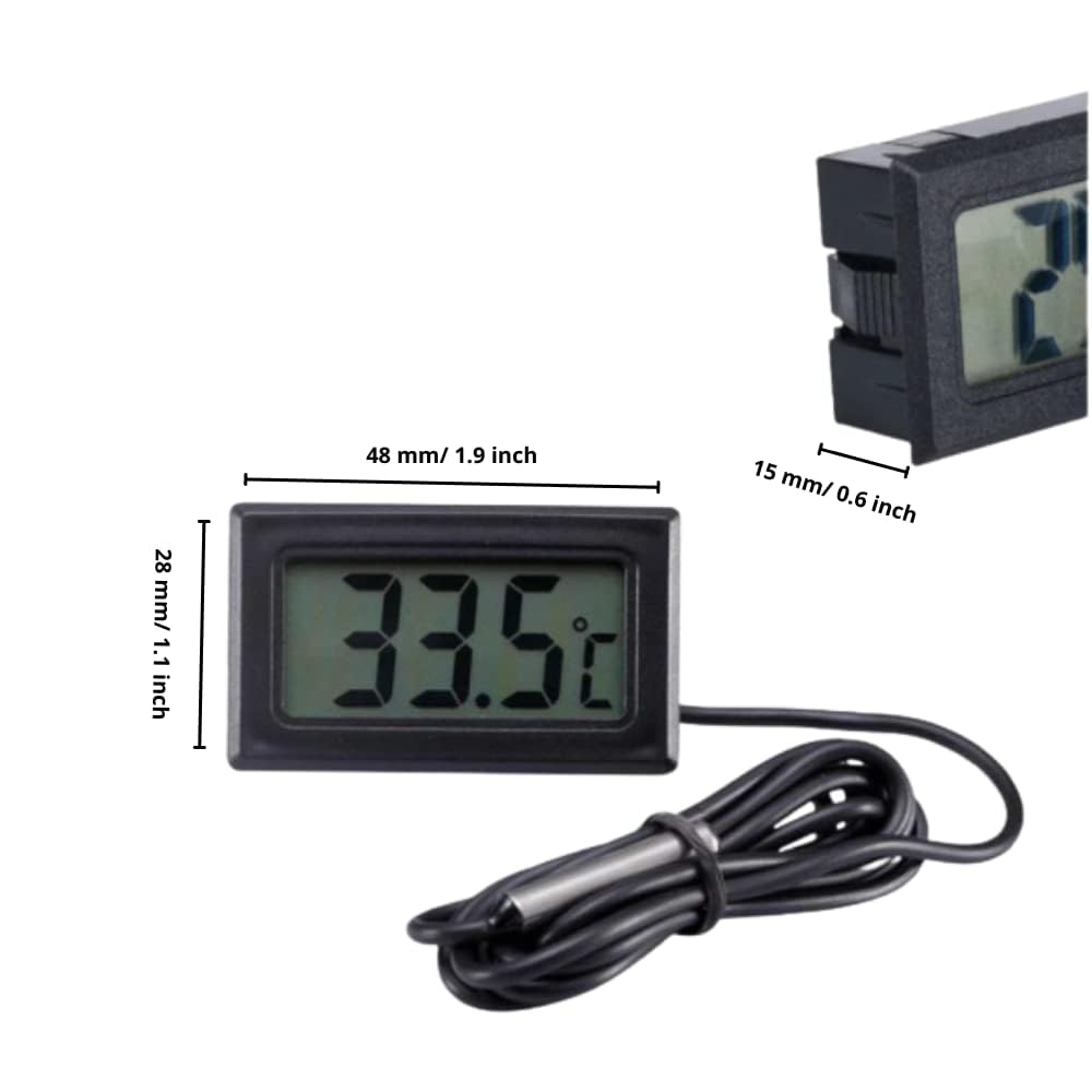 Healthcare Fridge Aquarium Digital Thermometer with 1 Meter Sensor Cable for Fride and Aquirium (Black)