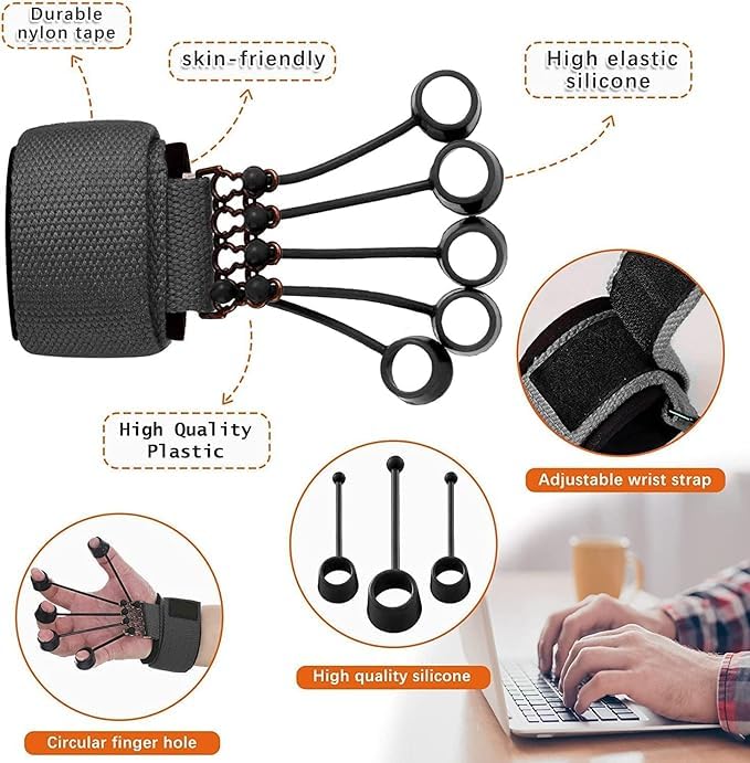 Healthcare Pack of 4 Fitness Combo: Hand Gripper Grip, Finger Exerciser, Gel Ball, and Physiotherapy Equipments Accessory Kit Transform Your Fitness Routine