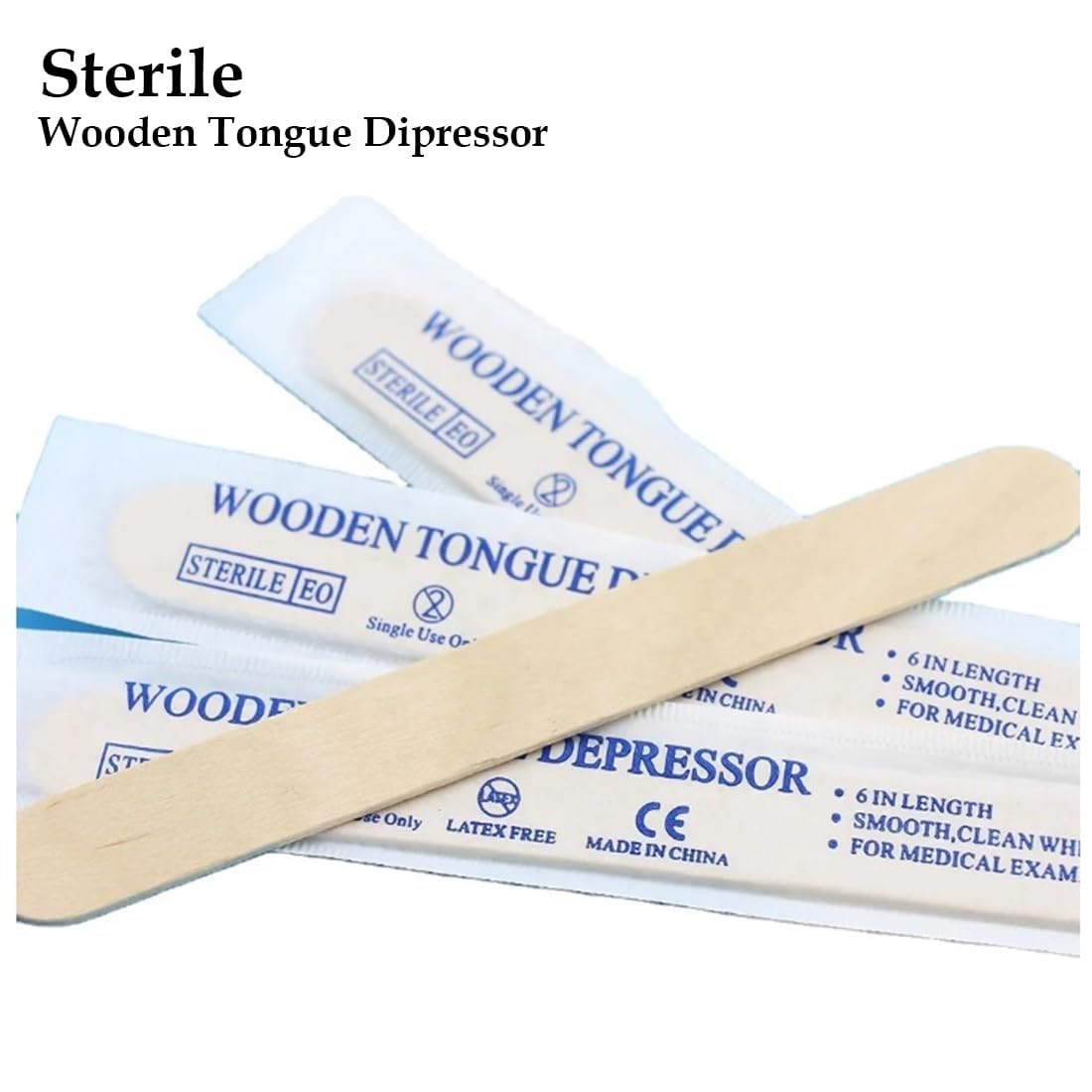 Healthcare Sterile Disposable Wood Tongue Depressors | 100-Count Hygienic Pack | Ideal for Dental Clinics, Skin Care Waxing, Hair Removal, & Toiletry Kits | Versatile, High-Quality Wooden Spatulas