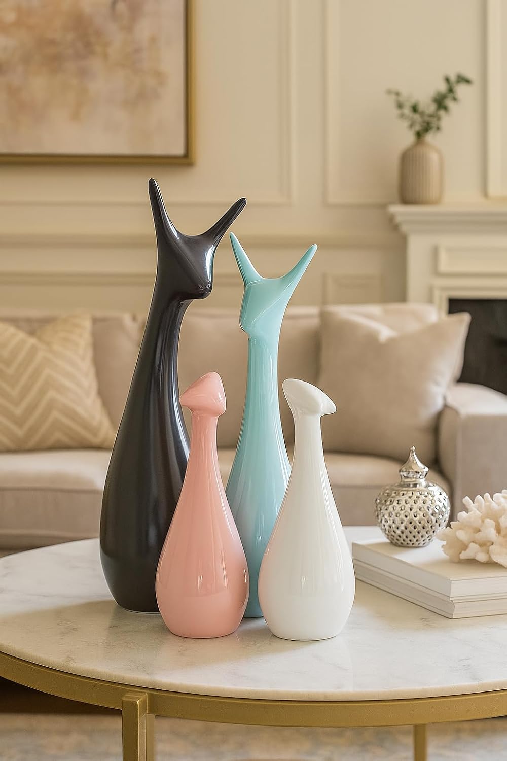 Beautiful Finish Uniquely Hand Crafted Home Dcor African Tribal Women Art Piece - (Set of 3, Multicolour), Resin