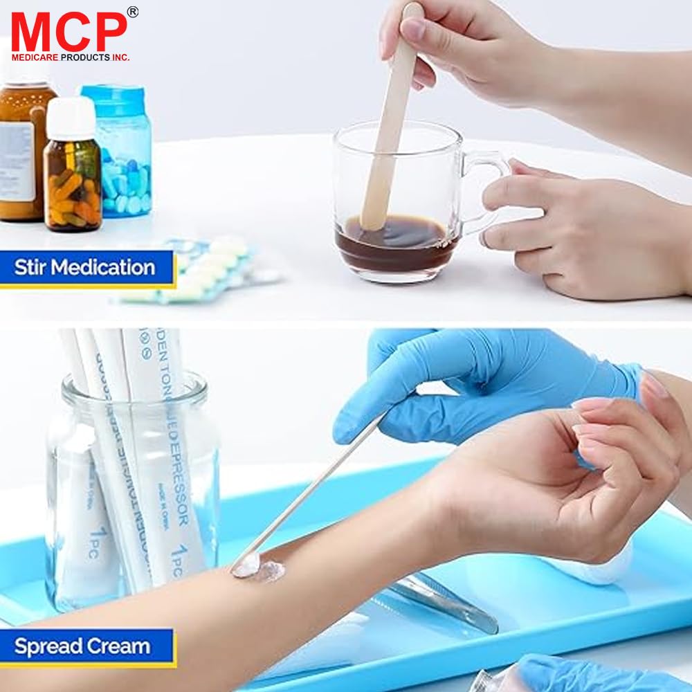 Healthcare Sterile Disposable Wood Tongue Depressors | 100-Count Hygienic Pack | Ideal for Dental Clinics, Skin Care Waxing, Hair Removal, & Toiletry Kits | Versatile, High-Quality Wooden Spatulas