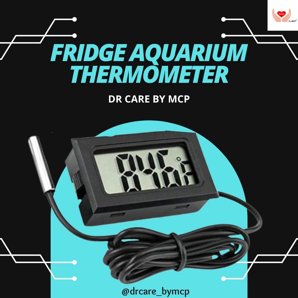 Healthcare Fridge Aquarium Digital Thermometer with 1 Meter Sensor Cable for Fride and Aquirium (Black)