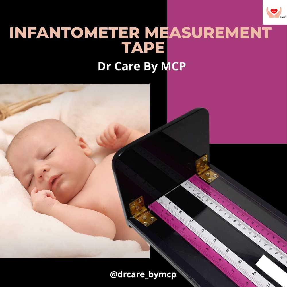 HEALTHCARE Medical Infantometer Baby Measuring Scale, Black Frame with Pink and White Rulers (Black)