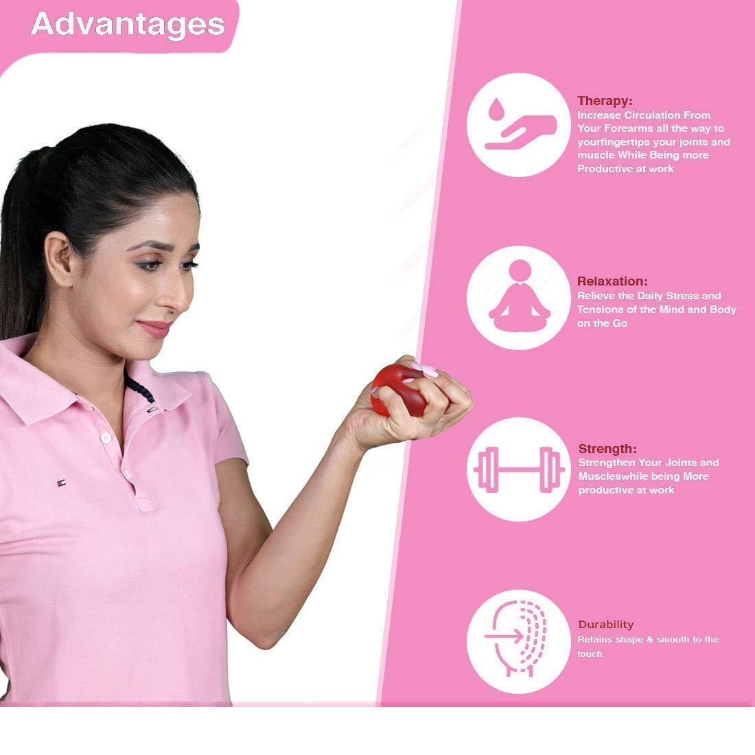 Soft Squeezable Hand & Finger Exercising Ball - (Medium, Red)