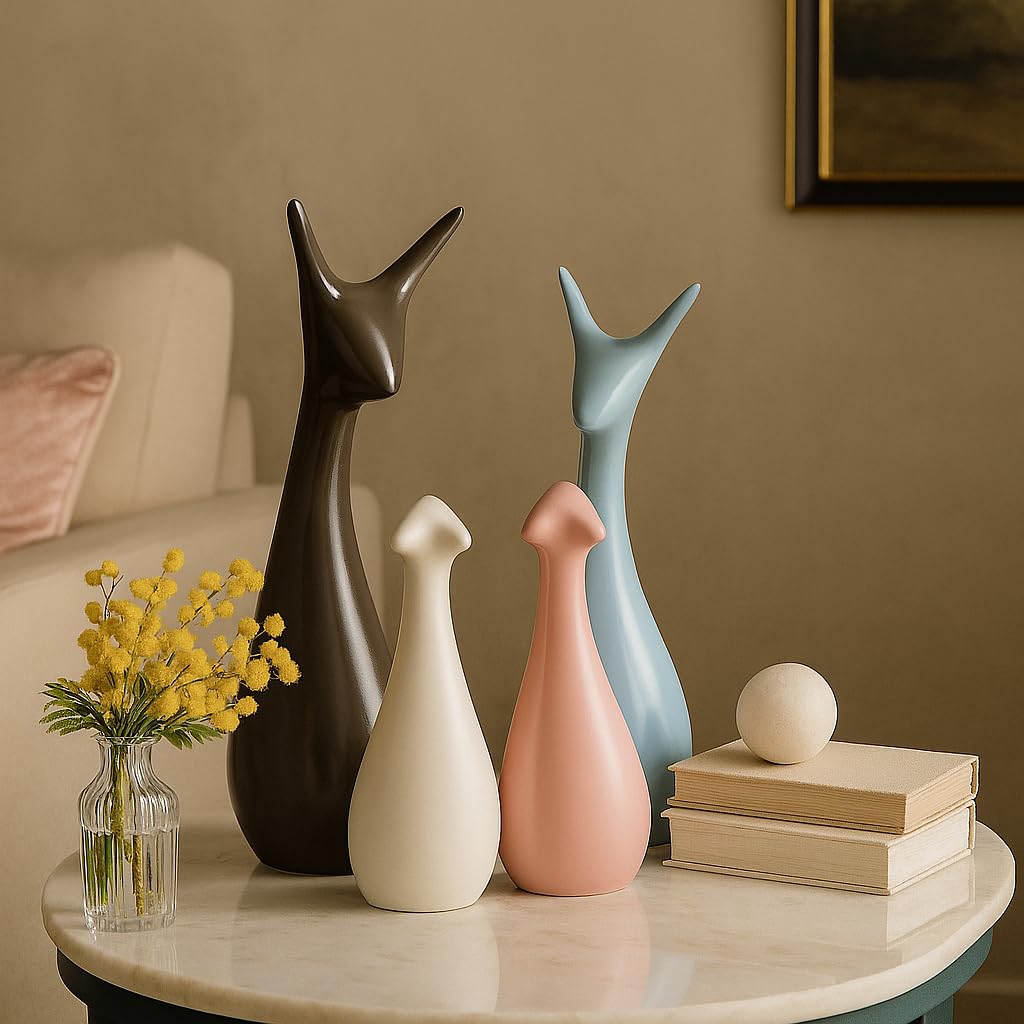 Beautiful Finish Uniquely Hand Crafted Home Dcor African Tribal Women Art Piece - (Set of 3, Multicolour), Resin