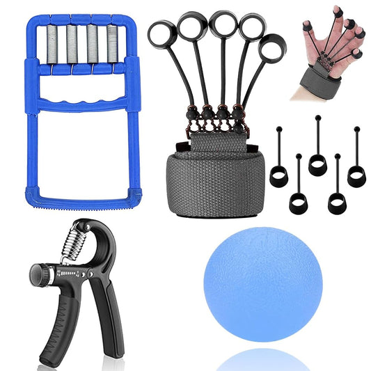 Healthcare Pack of 4 Fitness Combo: Hand Gripper Grip, Finger Exerciser, Gel Ball, and Physiotherapy Equipments Accessory Kit Transform Your Fitness Routine