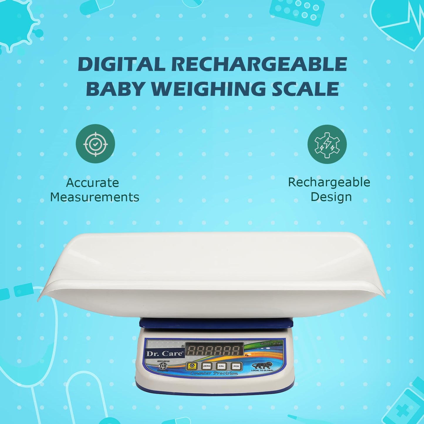 Healthcare Digital Baby, Infant, & Toddler Tray Weight Scale - Up to 30kg - LCD Display - White