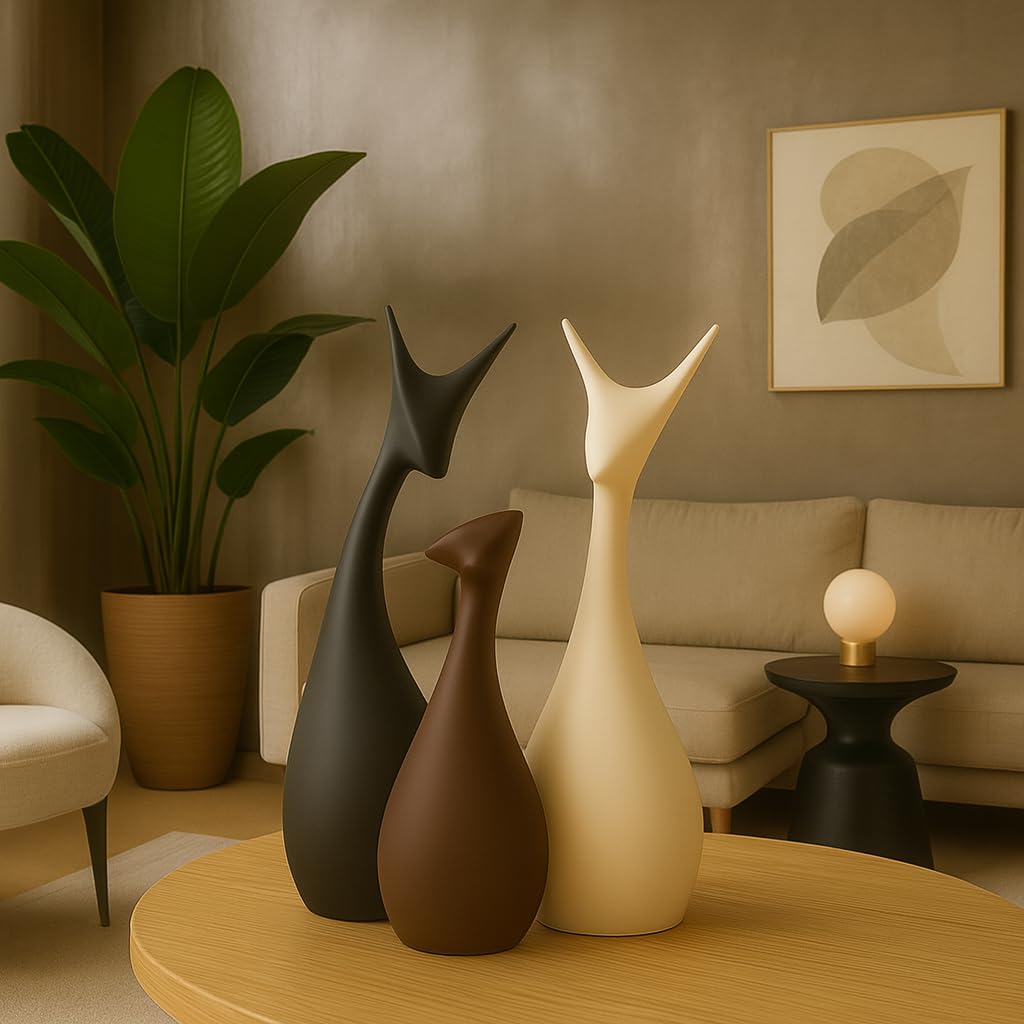 Beautiful Finish Uniquely Hand Crafted Home Dcor African Tribal Women Art Piece - (Set of 3, Multicolour), Resin