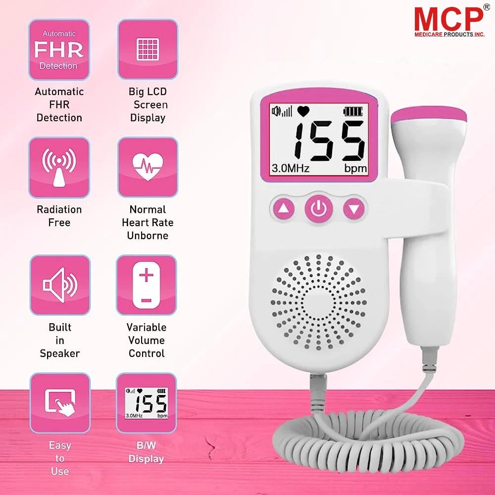 Healthcare Fetal Doppler - Your Portable Companion for Pregnancy: 50-230M Measuring Hz, LCD Display, Pocket Size (Pink)