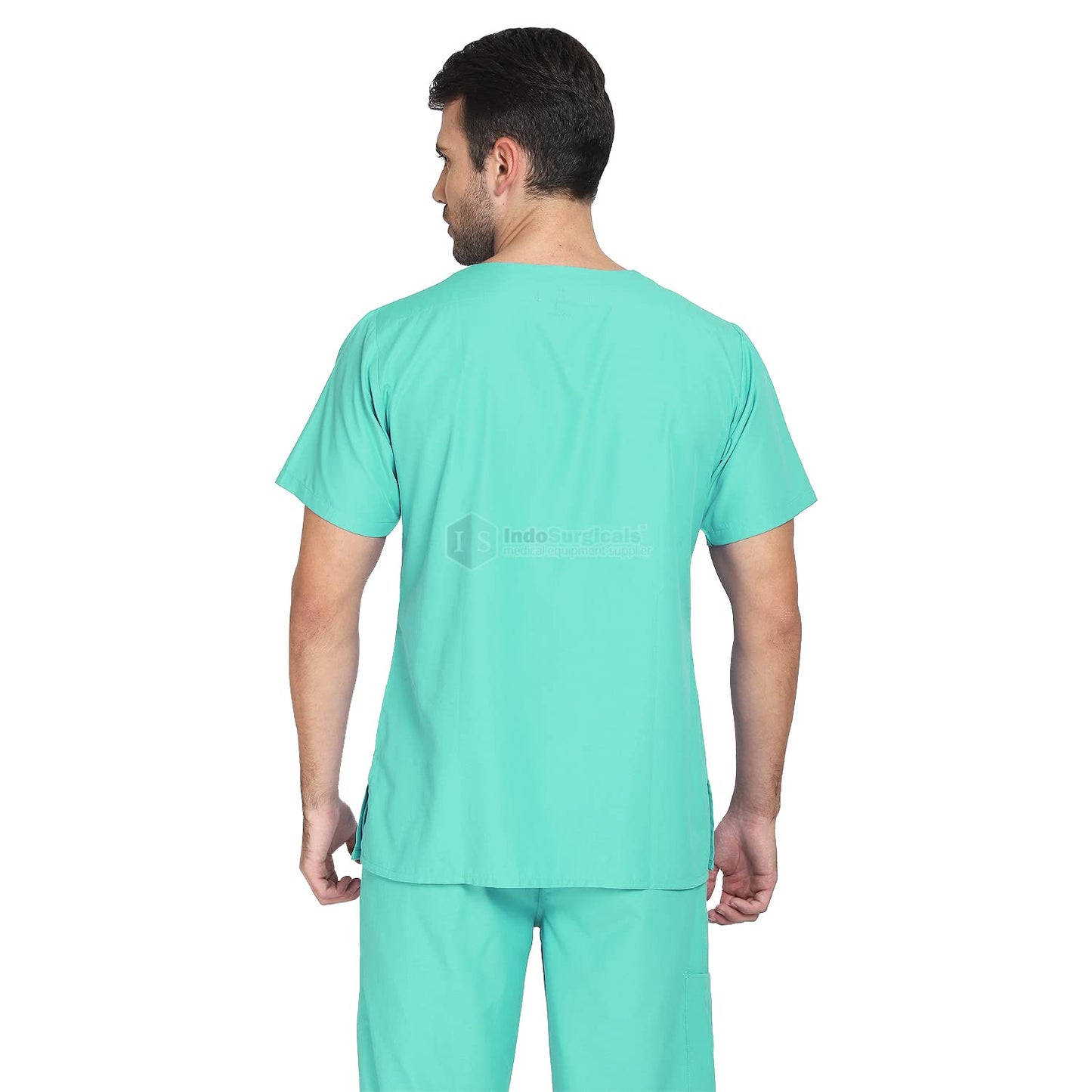 Unisex Regular Fit V-Neck Top and Cargo Type Trouser Scrub Suit OT Dress Set (Blue, 38-Medium).