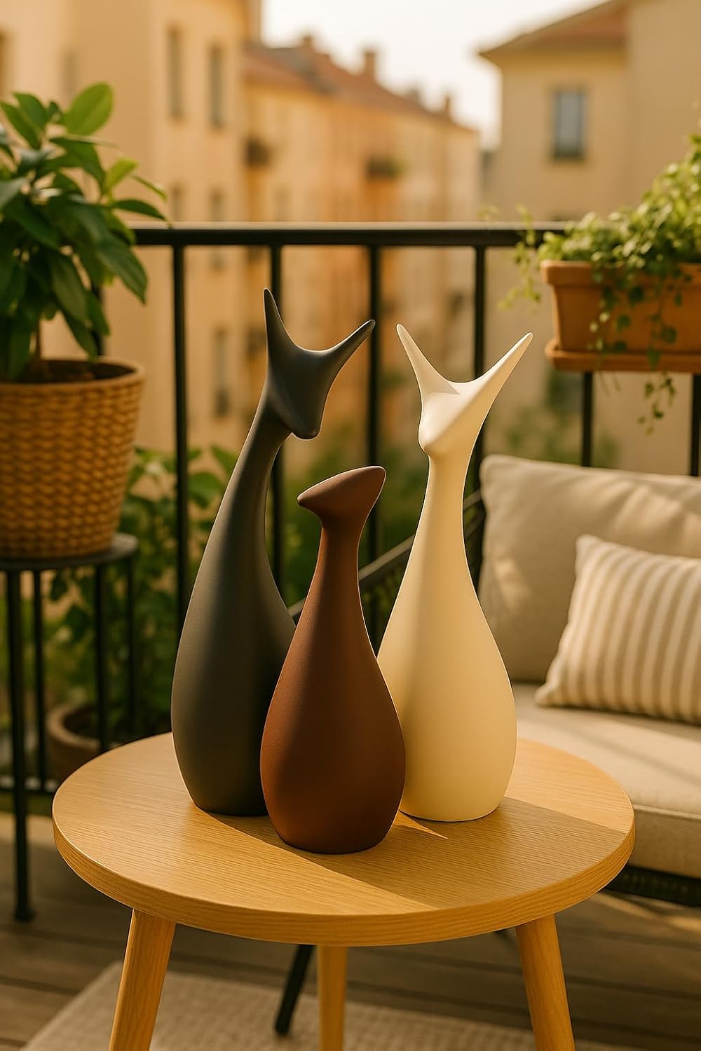 Beautiful Finish Uniquely Hand Crafted Home Dcor African Tribal Women Art Piece - (Set of 3, Multicolour), Resin