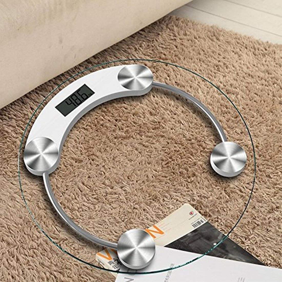 Dr Care Electronic Thick 8MM Tempered Glass & LCD Display DigitalRound and Transparent Personal Bathroom Health Body Weight Scales For Body Weight, Weight Scale Digital For Human Body 180kg