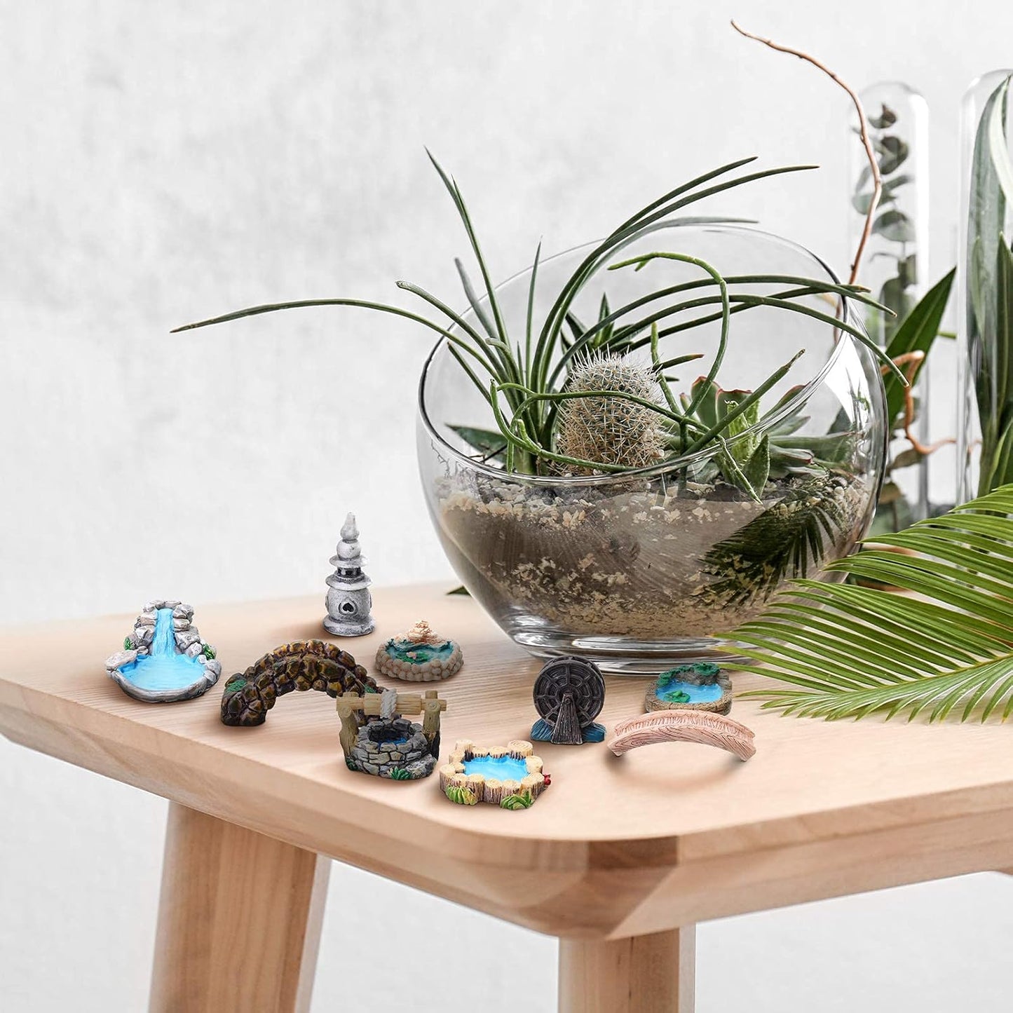 HASTHIP ® Miniature Garden Bridge Figurines Mini Resin Lighthouse Water Well Fairy Garden Accessories (White, 12 Pieces, Free Size)